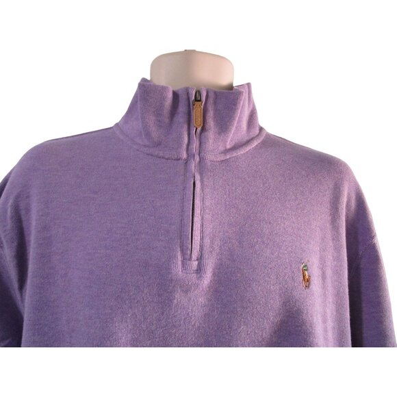 Polo Ralph Lauren Estate Rib Quarter Zip Light Purple Cotton Men's XXL EUC - Picture 7 of 16